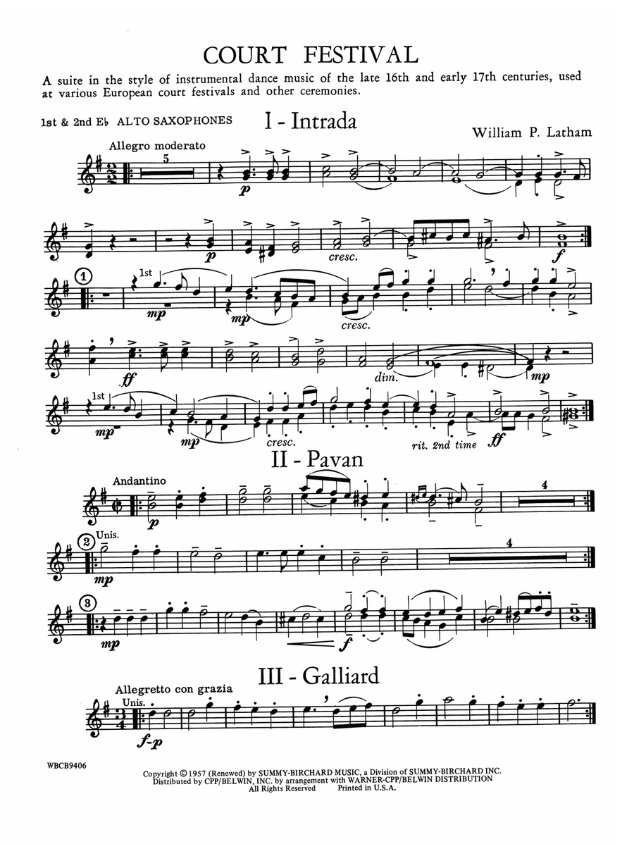 Court Festival (Suite for Concert Band): E-flat Alto Saxophone