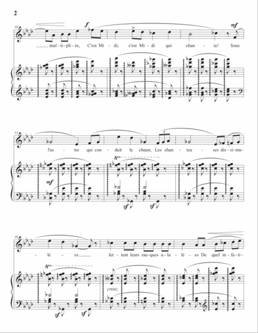 CHABRIER: Les cigales (transposed to A-flat major) Voice scores gallery preview page 3