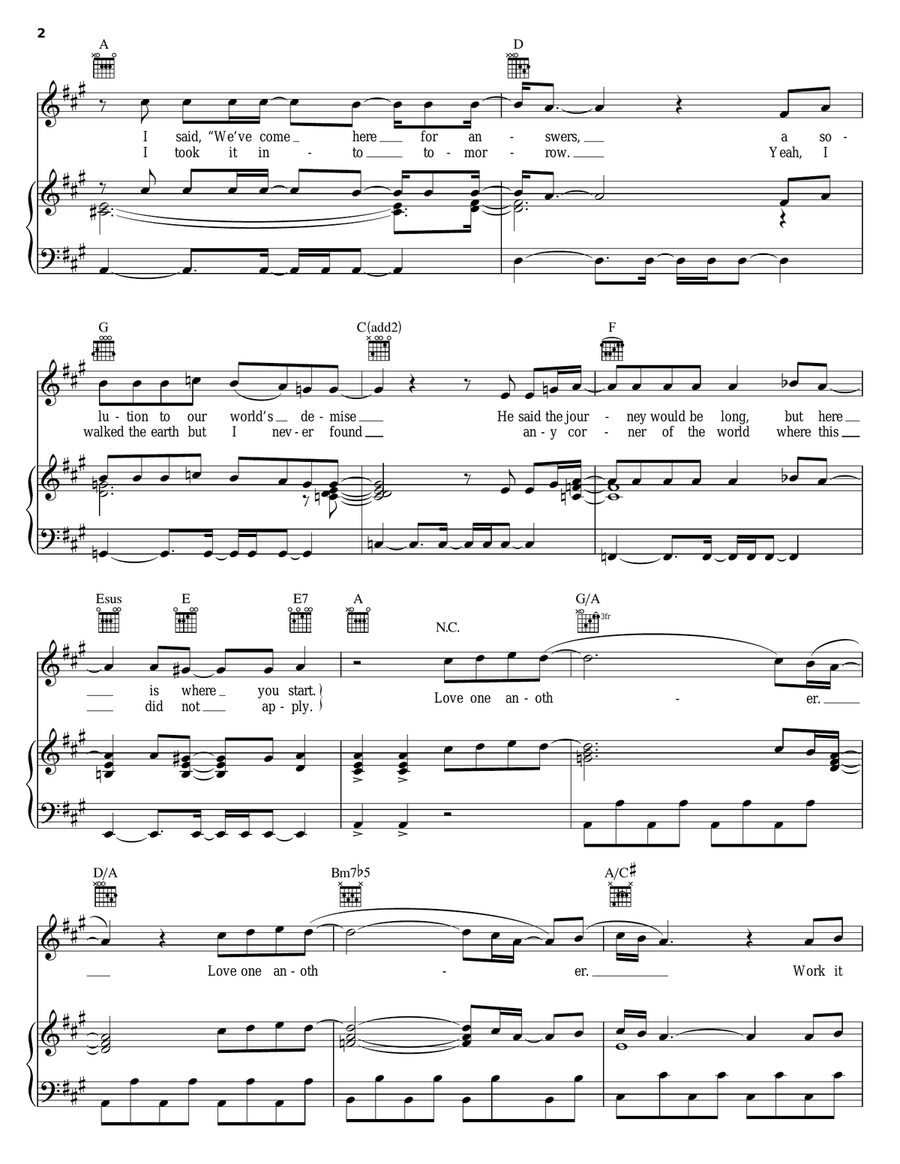 Love One Another Piano, Vocal, Guitar scores gallery preview page 2
