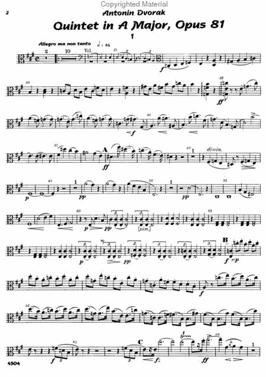 Antonin Dvorak - Quintet in A minor, Op. 81 image number null