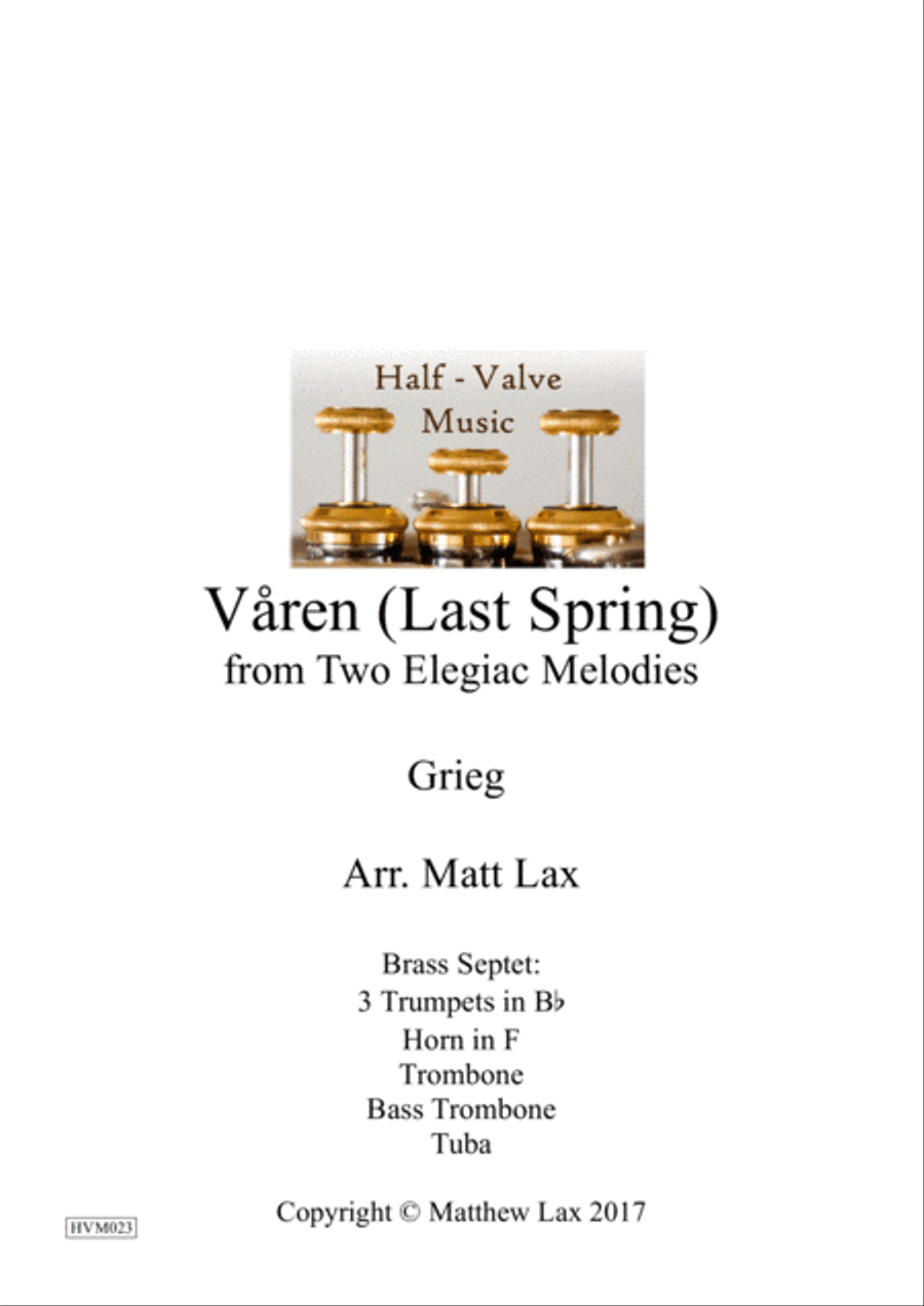 Last Spring from Two Elegiac Melodies (Brass Septet) Brass Ensemble scores gallery preview page 1