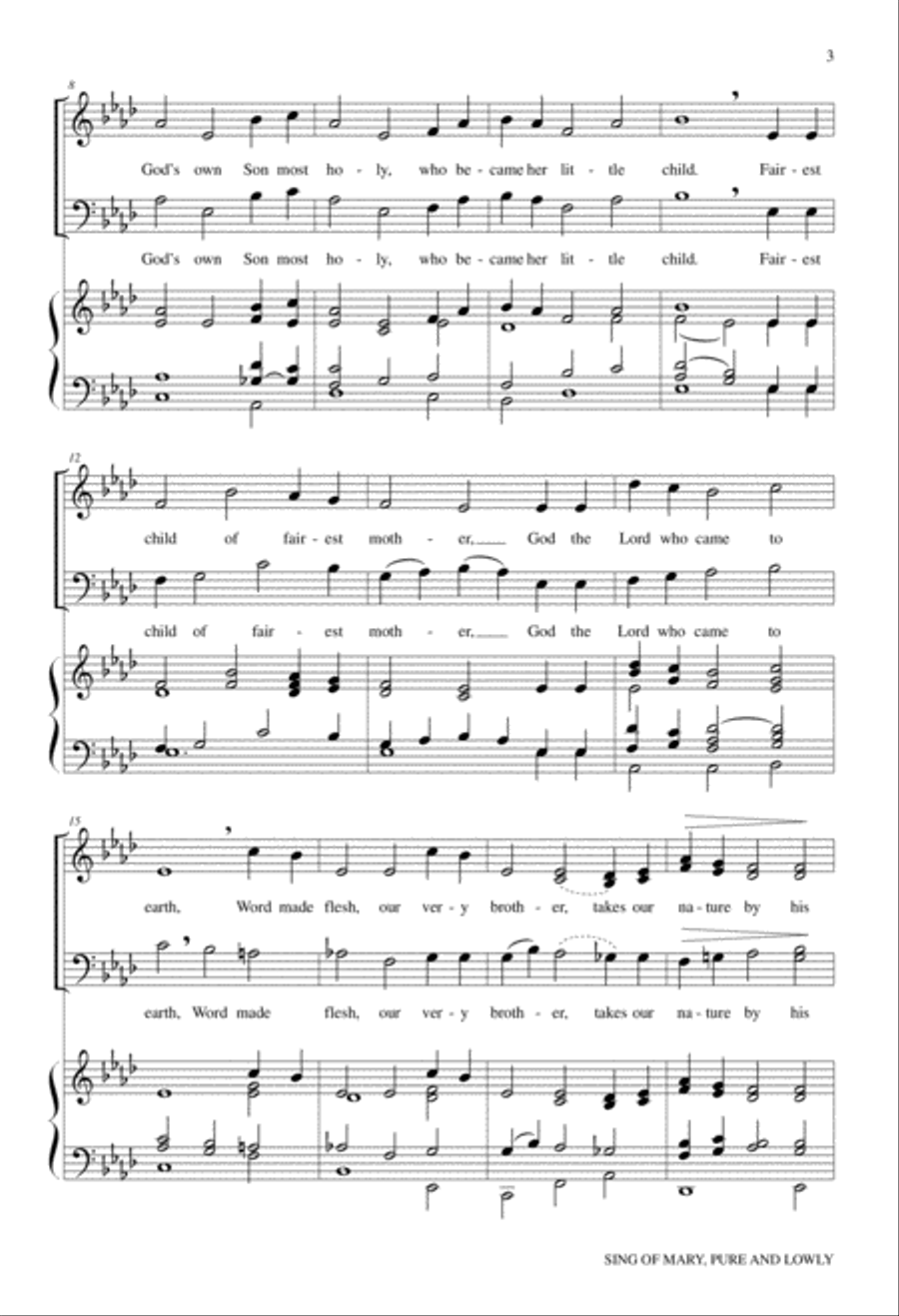 Sing of Mary, Pure and Lowly 4-Part scores gallery preview page 3