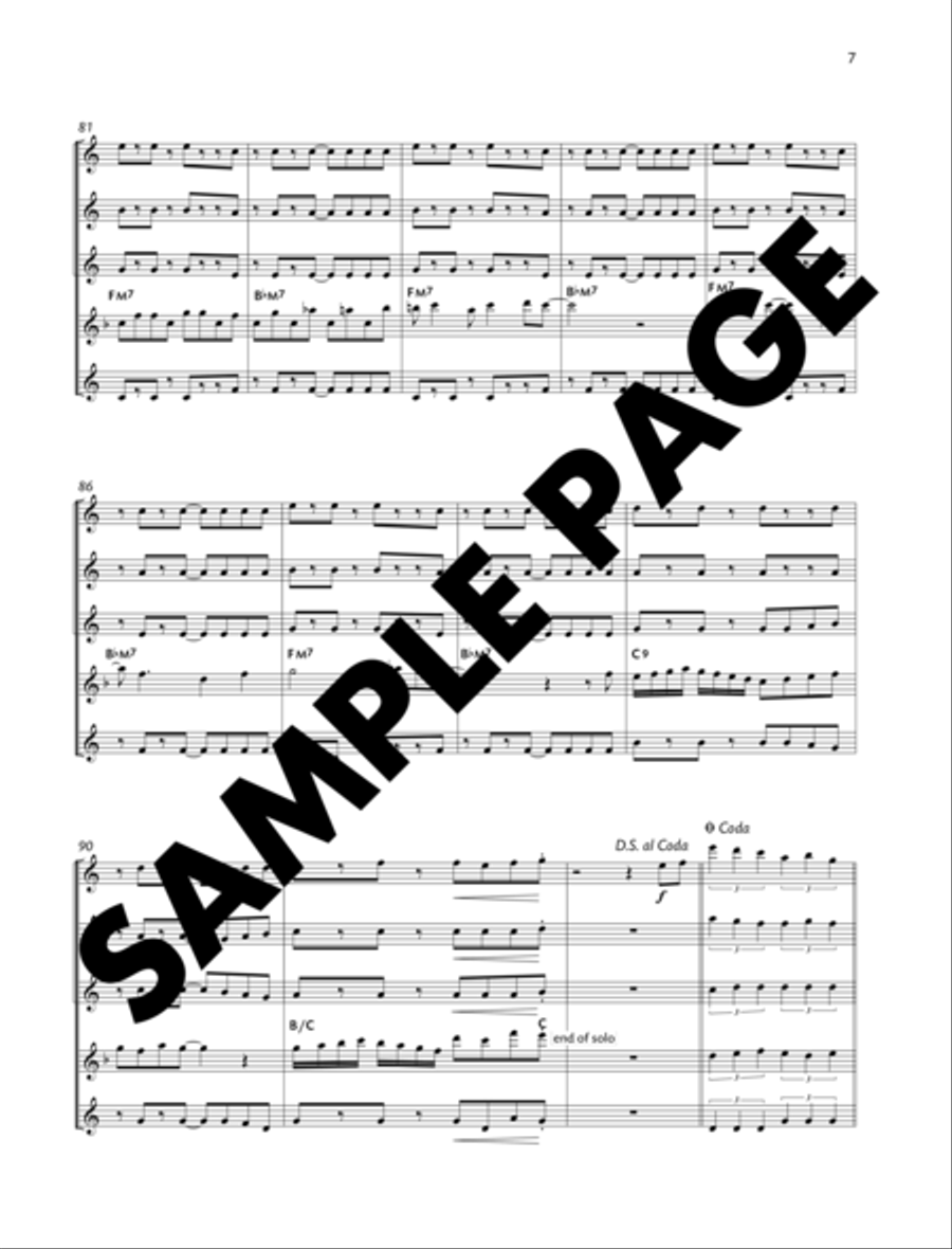 Easy Driving Saxophone Quintet scores gallery preview page 7