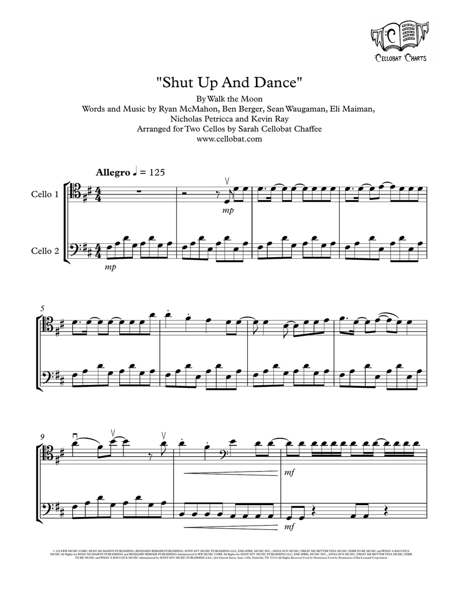 Shut Up And Dance String Duet scores gallery preview page 1