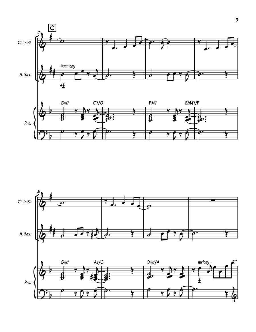 Autumn Leaves Woodwind Duet scores gallery preview page 3