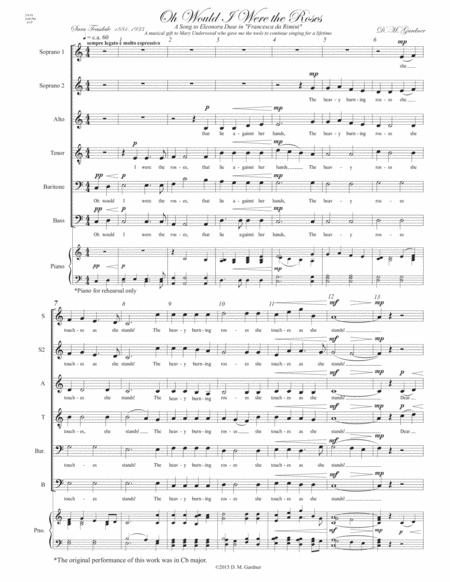 Oh Would I Were the Roses Choir - Digital Sheet Music