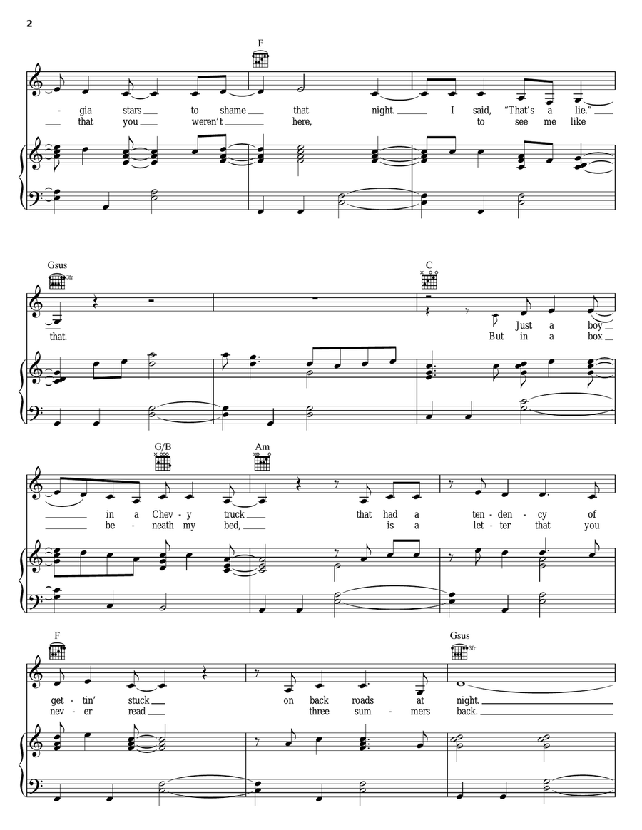 Tim McGraw Piano, Vocal, Guitar scores gallery preview page 2