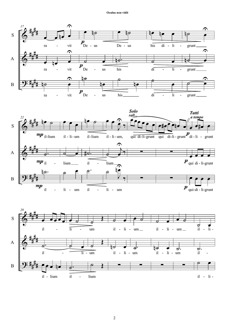 Oculus non vidit - Motet for SAB a cappella 3-Part scores gallery preview page 2