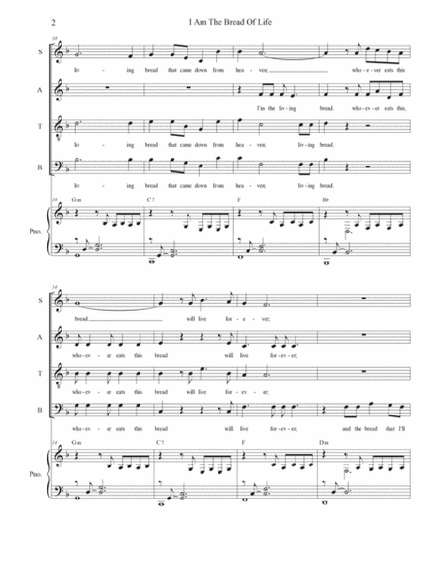I Am The Bread Of Life (Vocal Quartet - (SATB) image number null