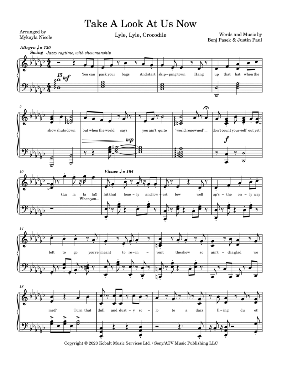 Take A Look At Us Now Piano Solo scores gallery preview page 1
