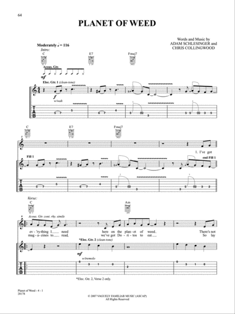 Planet Of Weed Guitar Tablature scores gallery preview page 1
