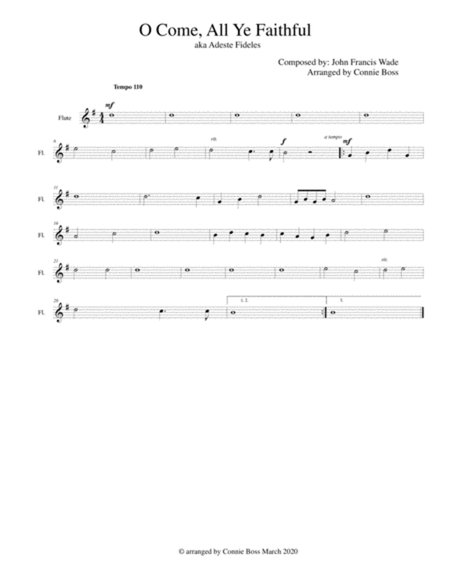 O Come all Ye Faithful/Adeste Fideles - SATB optional instruments and piano image number null