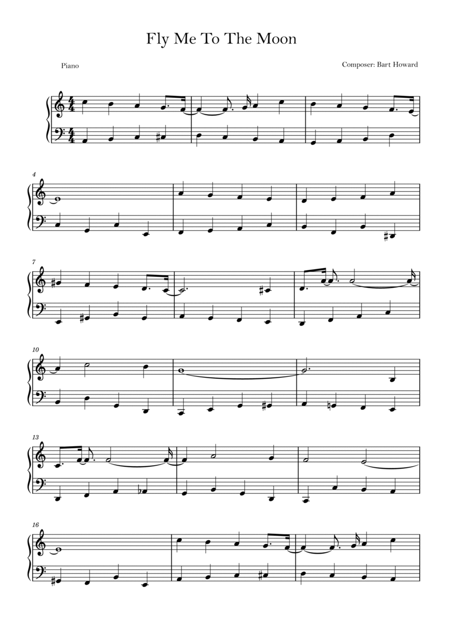 Fly Me To The Moon (In Other Words) Easy Piano scores gallery preview page 1