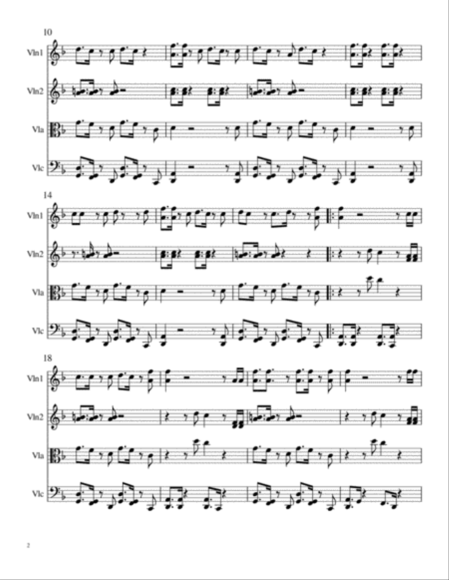 Uptown Funk String Quartet scores gallery preview page 2