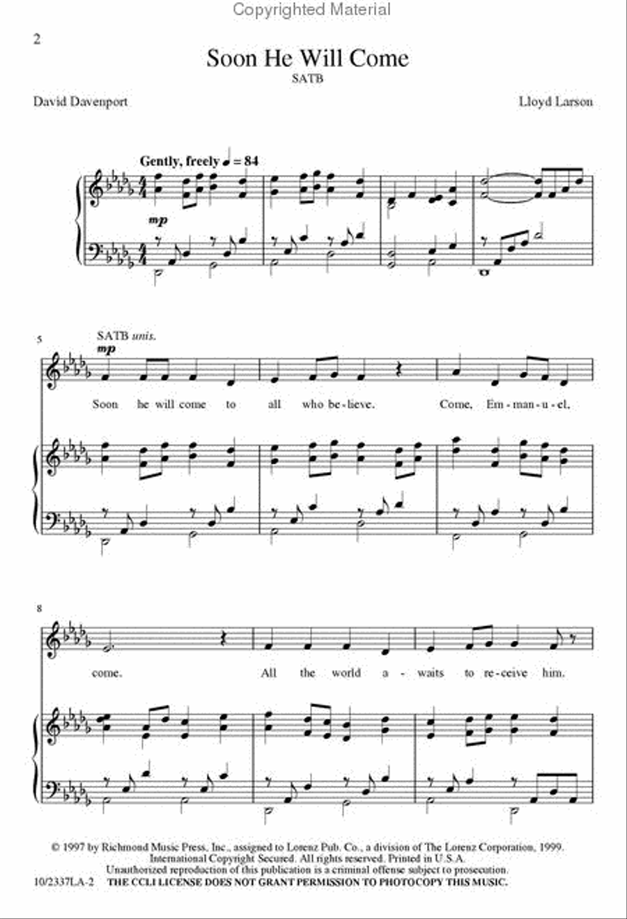 Soon He Will Come 4-Part scores gallery preview page 2