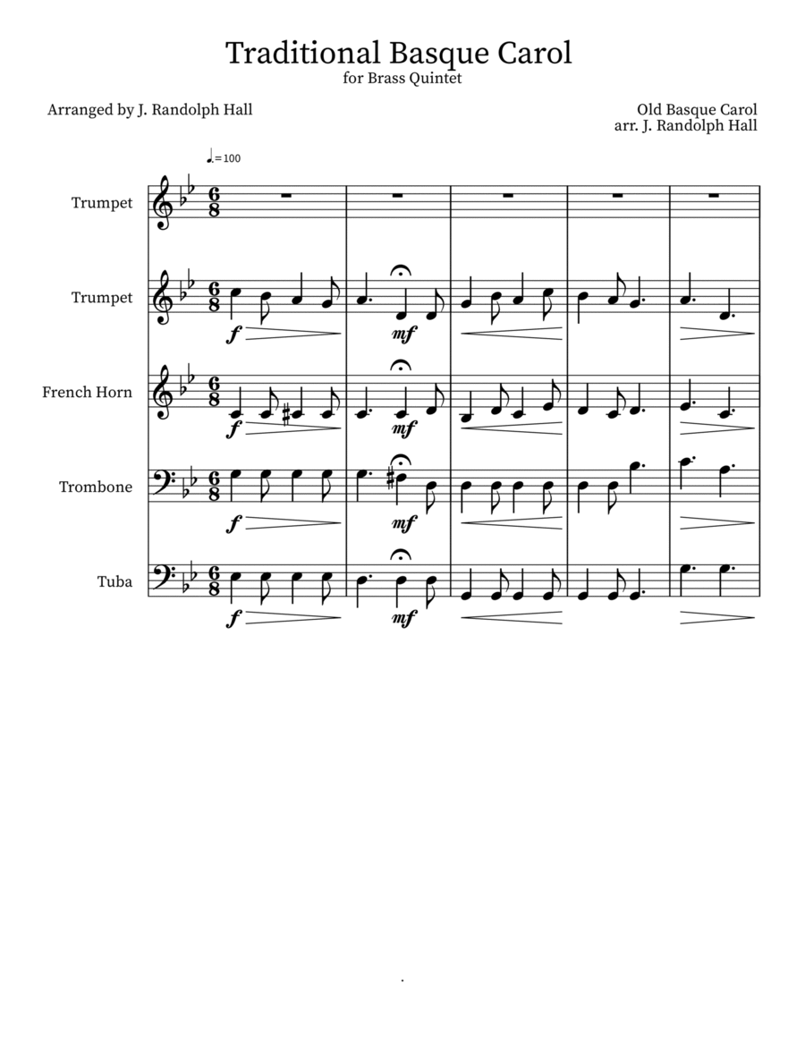 Traditional Basque Carol Traditional Basque Carol Small Ensemble scores gallery preview page 1