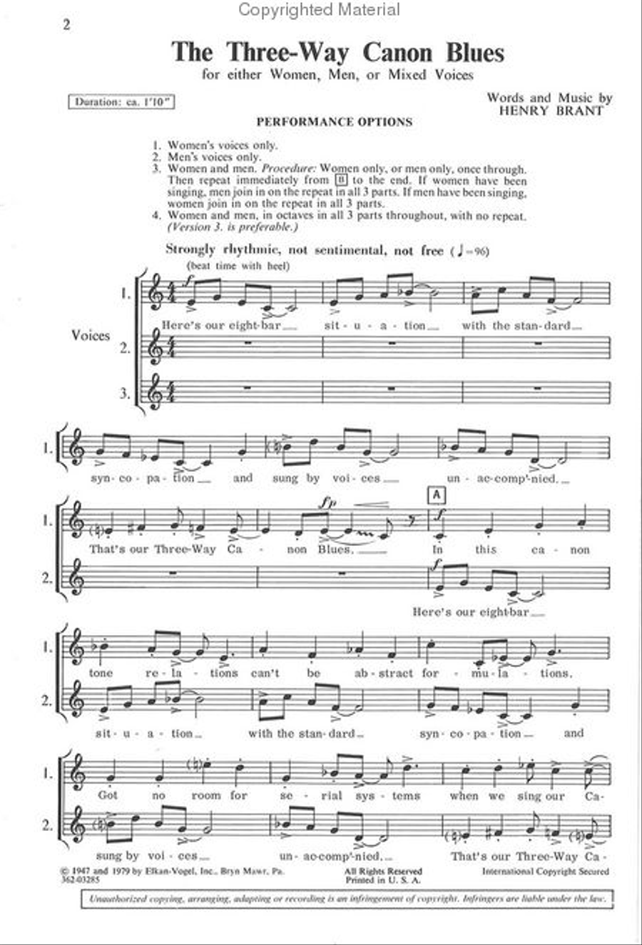The Three-Way Canon Blues Choir scores gallery preview page 2