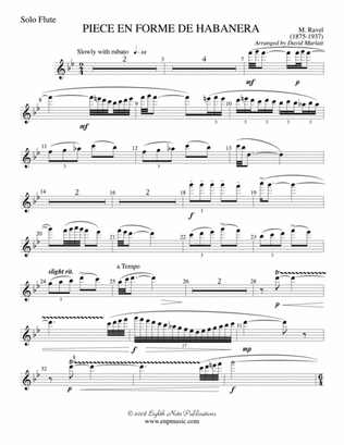 Piece en Forme de Habanera (Soloist and Concert Band): Solo Flute