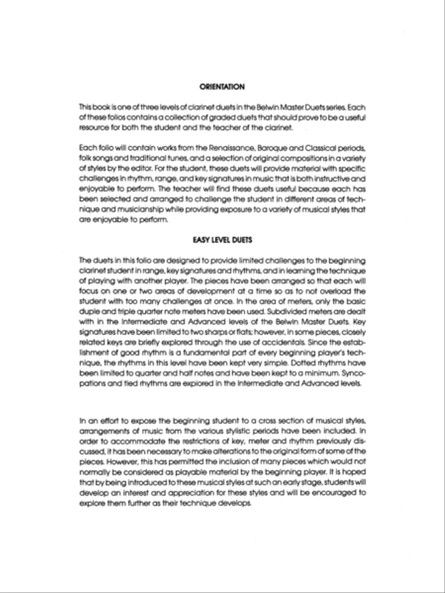 Belwin Master Duets (Clarinet), Volume 1 Clarinet Duet scores gallery preview page 3