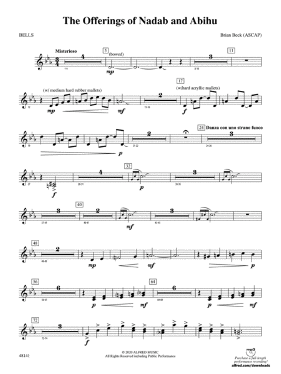The Offerings of Nadab and Abihu: Bells Concert Band scores gallery preview page 1