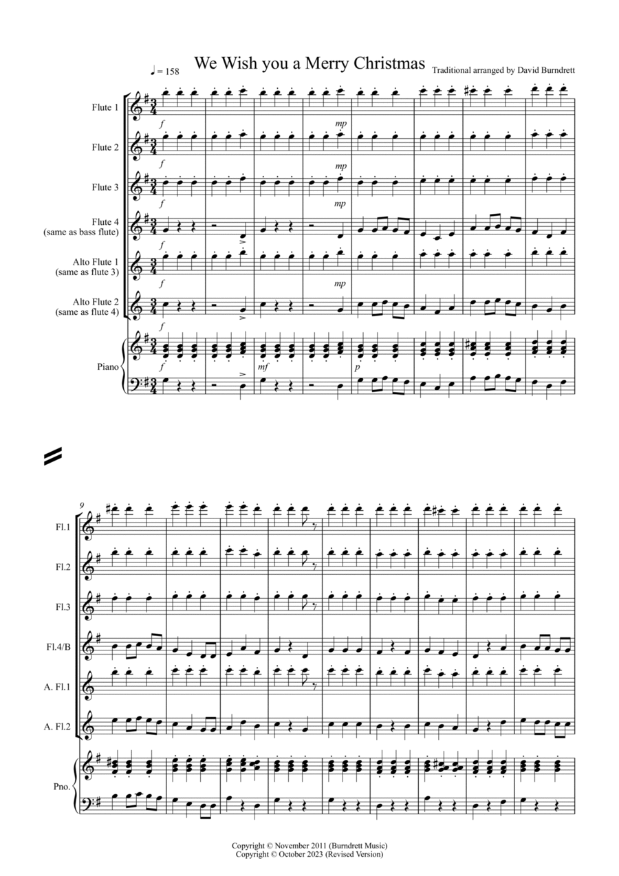 We wish you a Merry christmas for Flute Quartet Flute Quartet scores gallery preview page 1