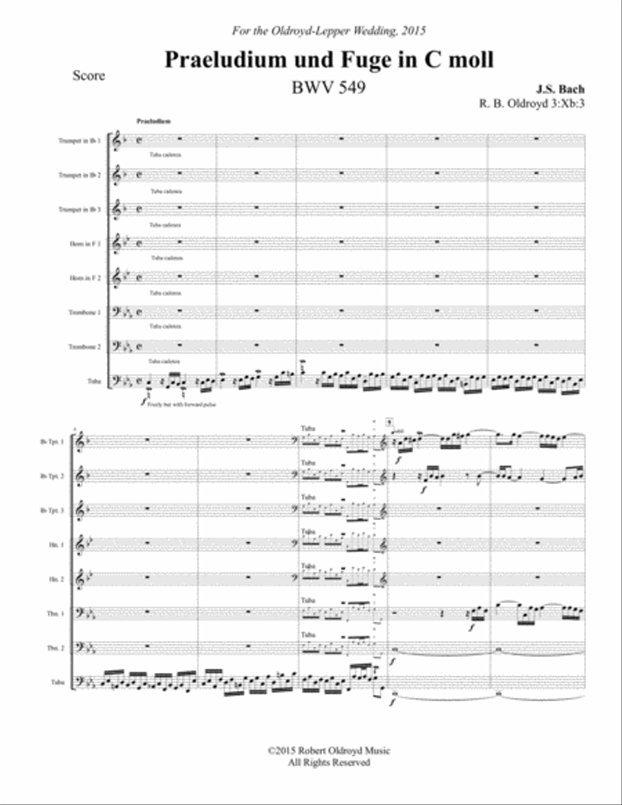 Prelude and Fugue in C minor (549) for Brass Octet Brass Ensemble scores gallery preview page 2
