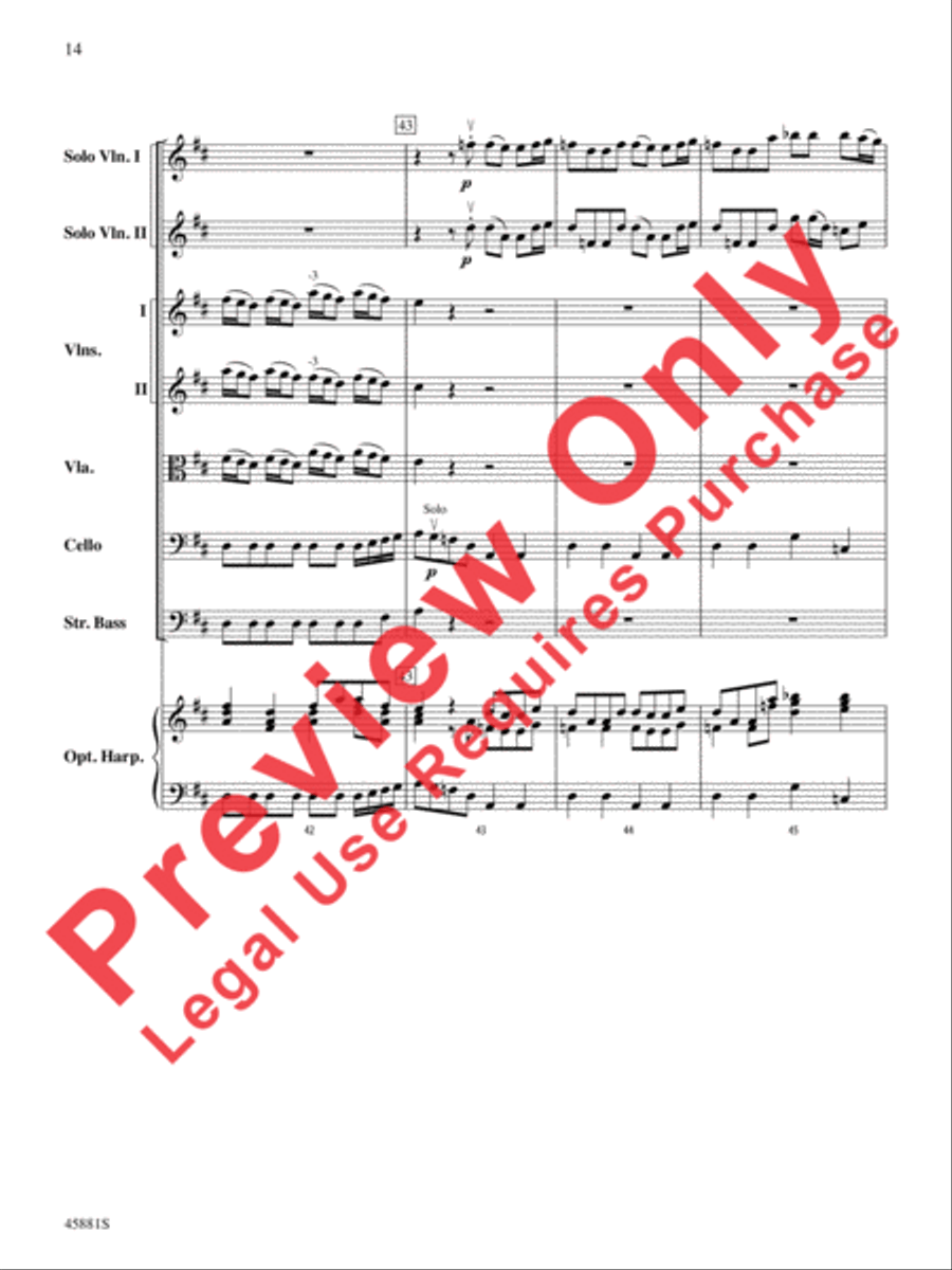 Concerto for Two Violins in D Major String Orchestra scores gallery preview page 14