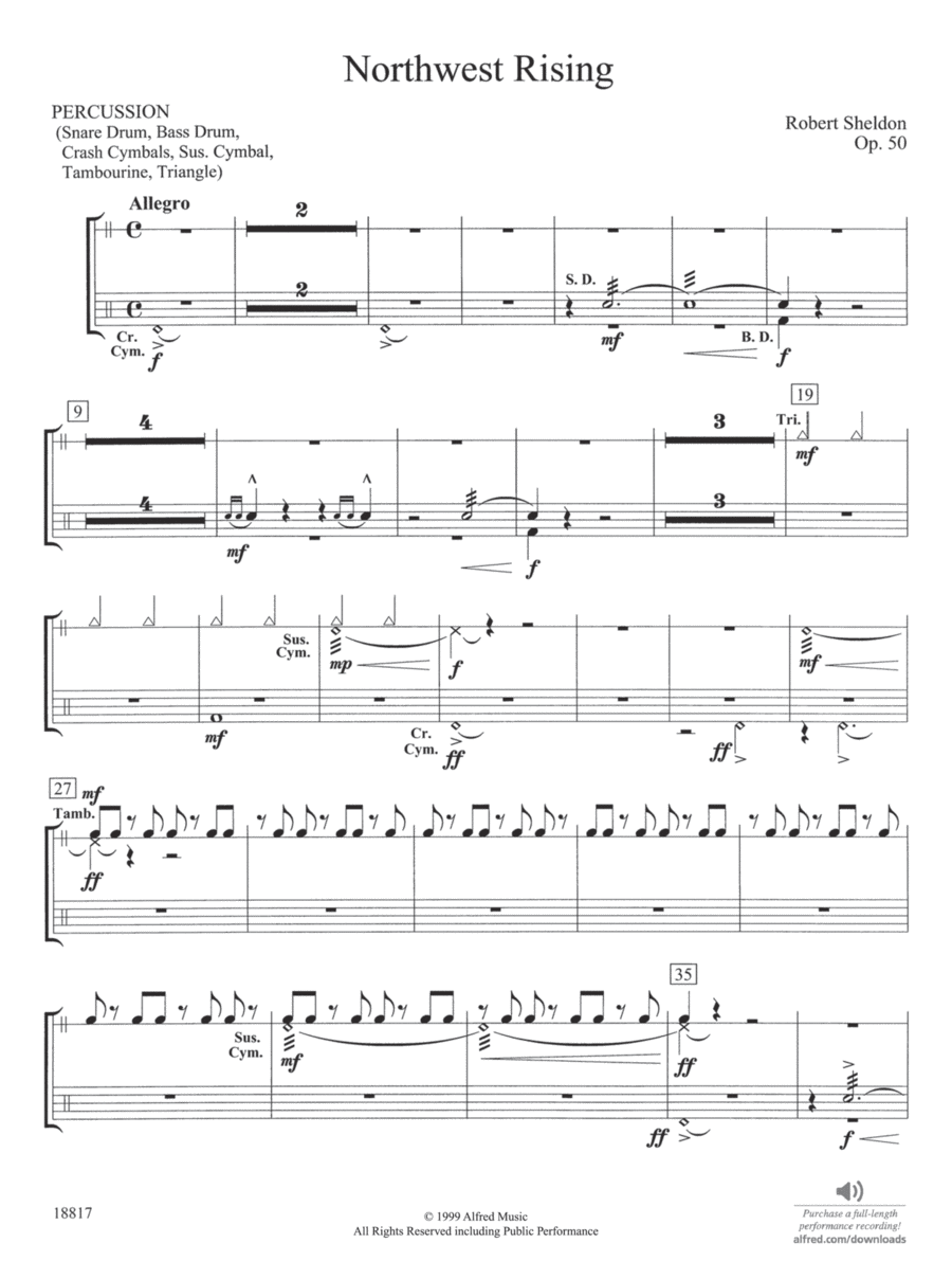 Northwest Rising: 1st Percussion Concert Band scores gallery preview page 1