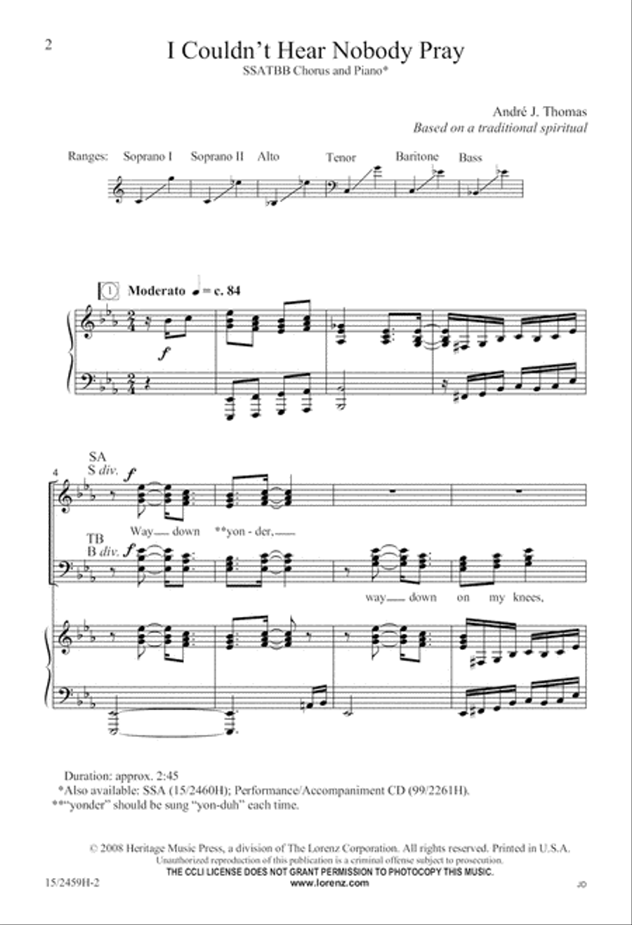 I Couldn't Hear Nobody Pray SSATBB scores gallery preview page 3
