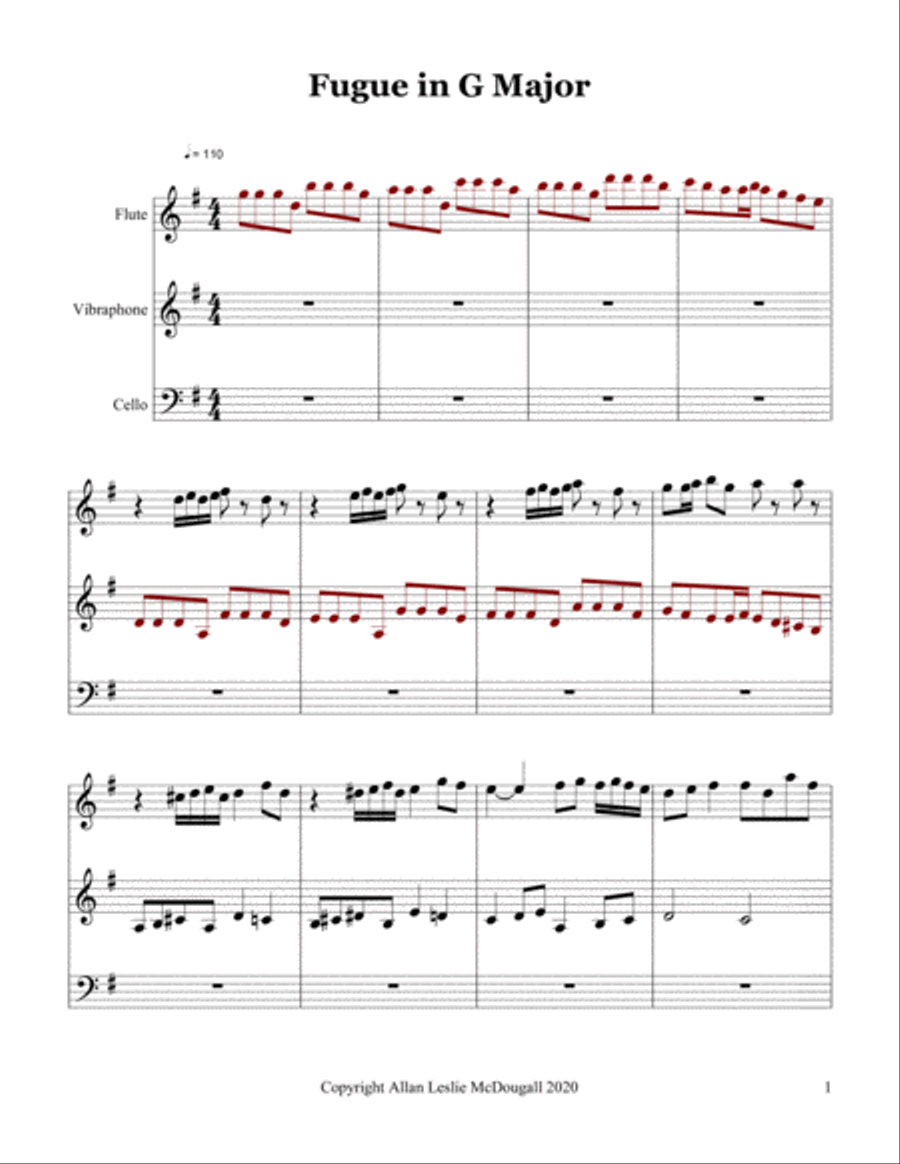 G major fugue Small Ensemble scores gallery preview page 1