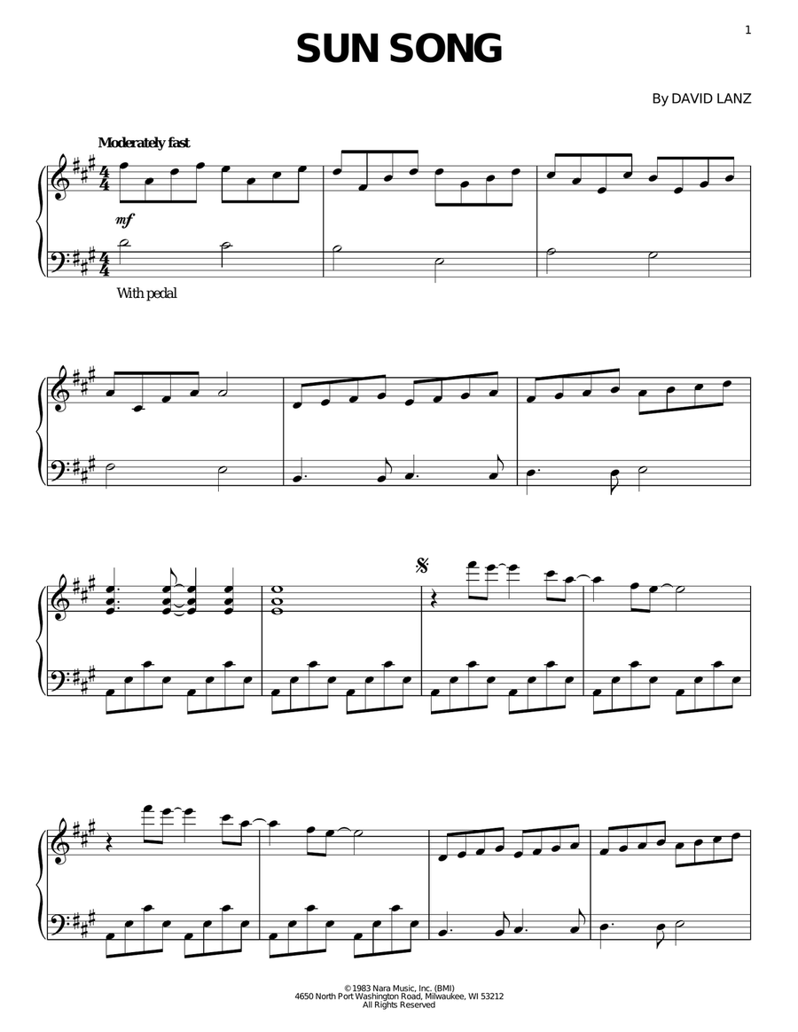 Sun Song Piano Solo scores gallery preview page 1