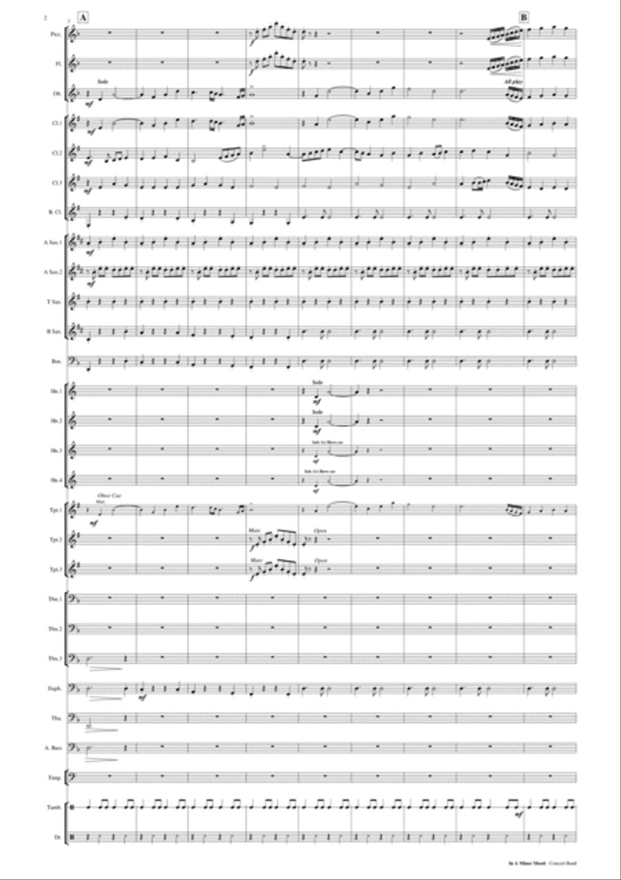 In A Minor Mood v2 - Concert Band Score and Parts PDF Concert Band scores gallery preview page 3