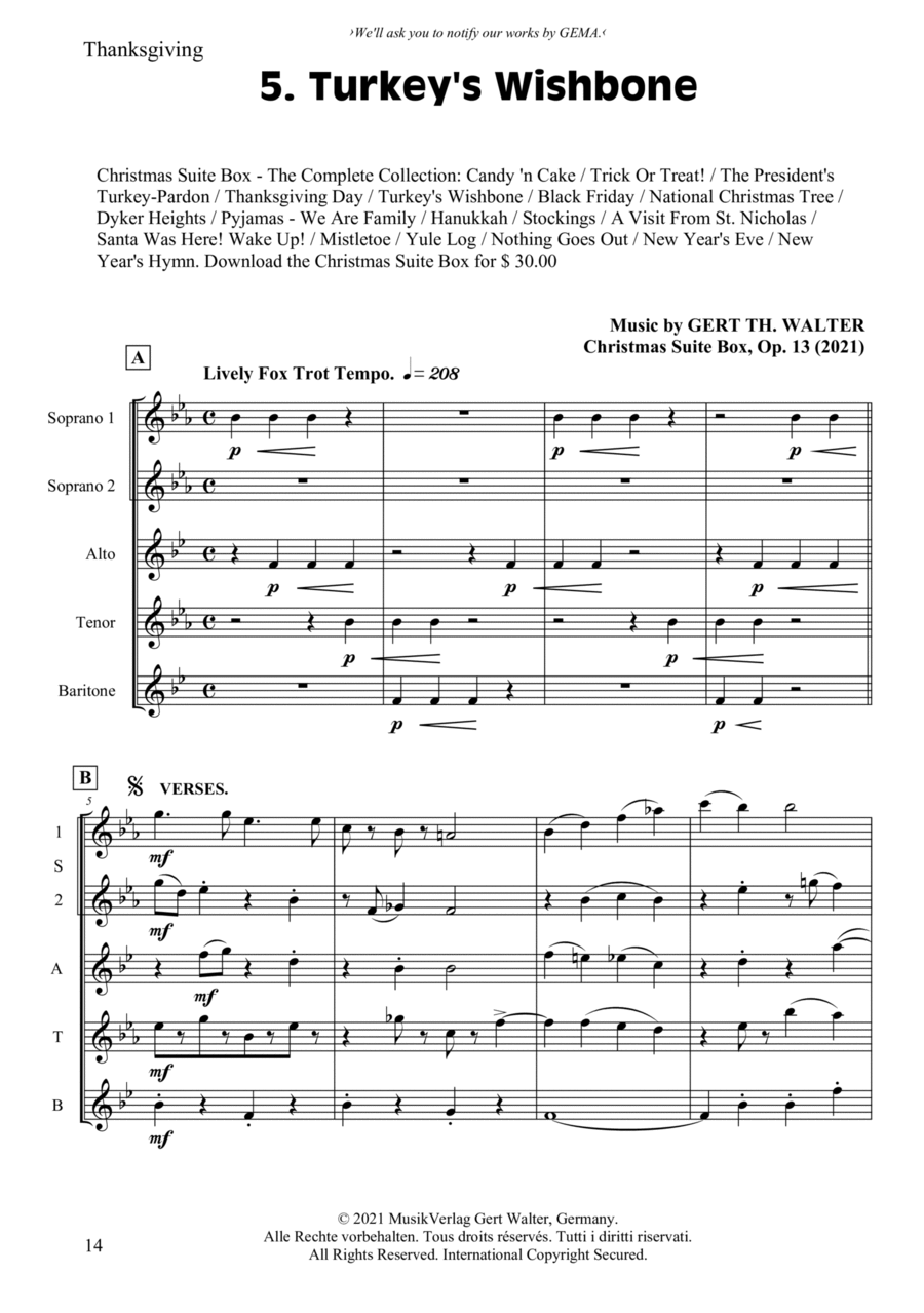 Turkey's Wishbone Saxophone Quintet scores gallery preview page 1