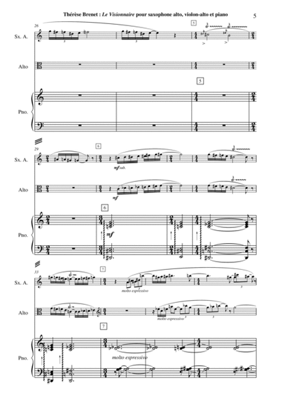 Thérèse Brenet : Le Visionnaire for alto saxophone, viola and piano