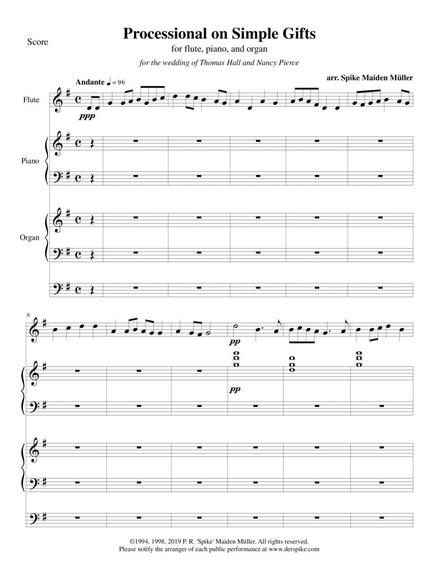 Processional on 'Simple Gifts' Woodwind Duet scores gallery preview page 1