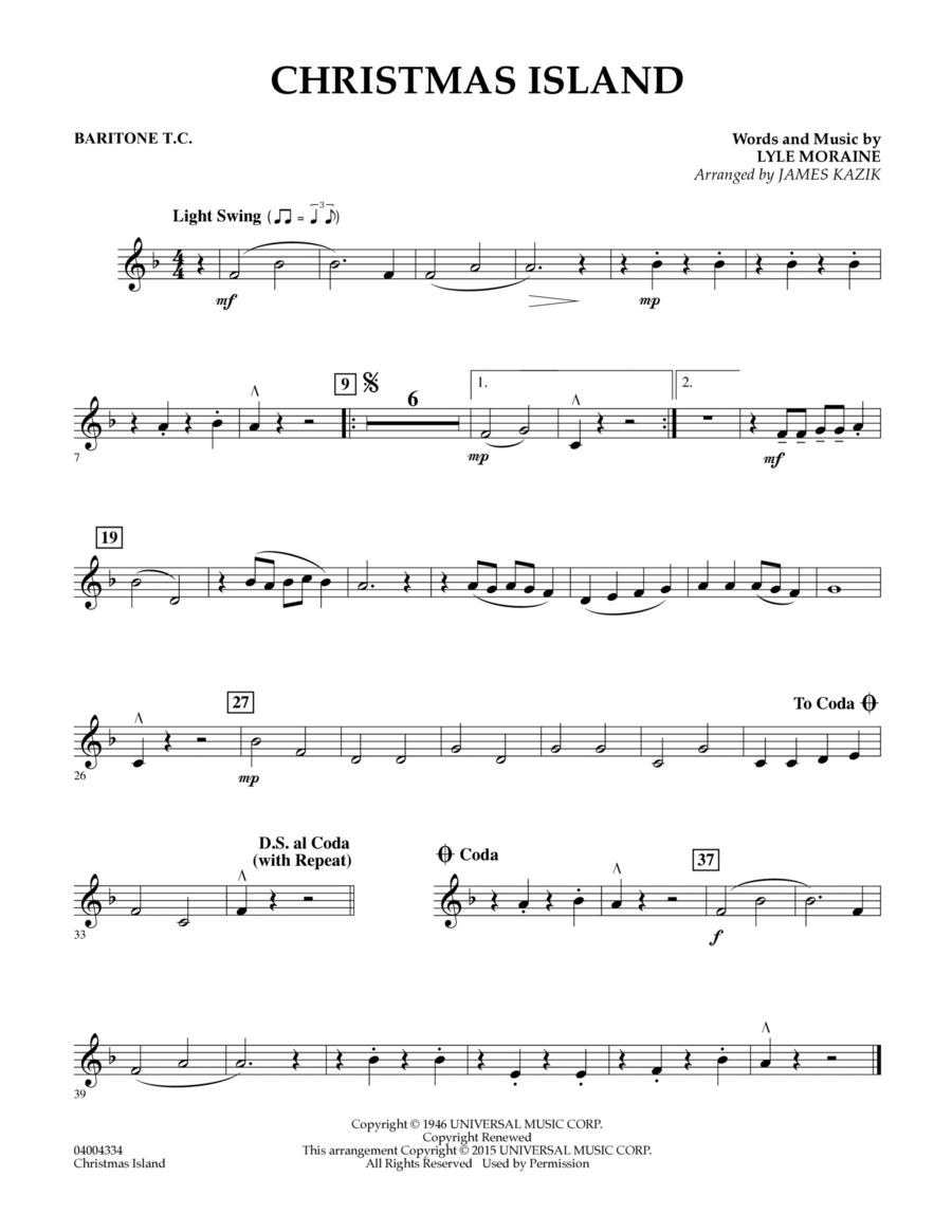 Christmas Island - Baritone T.C. Concert Band scores gallery preview page 1
