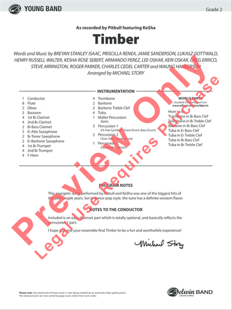 Timber Timber Concert Band scores gallery preview page 2