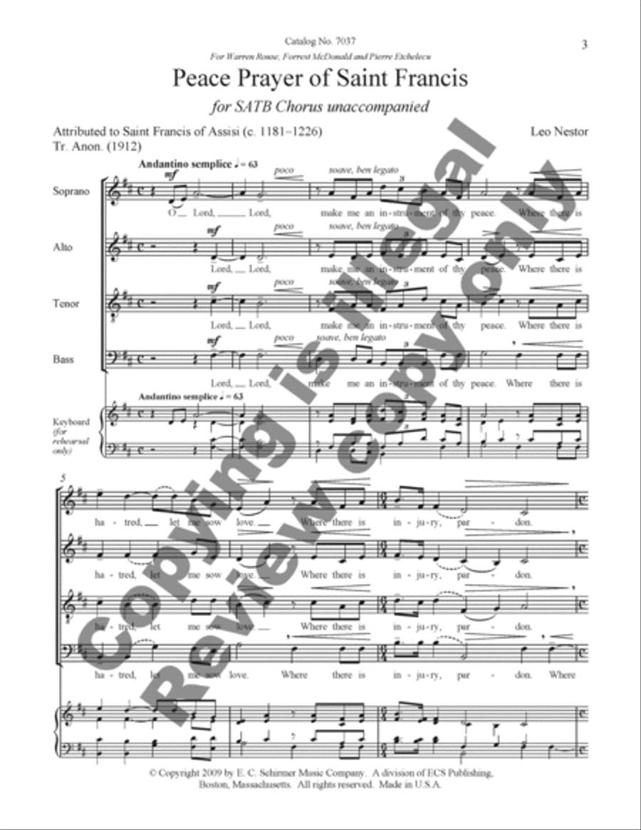 Peace Prayer of St. Francis 4-Part scores gallery preview page 3