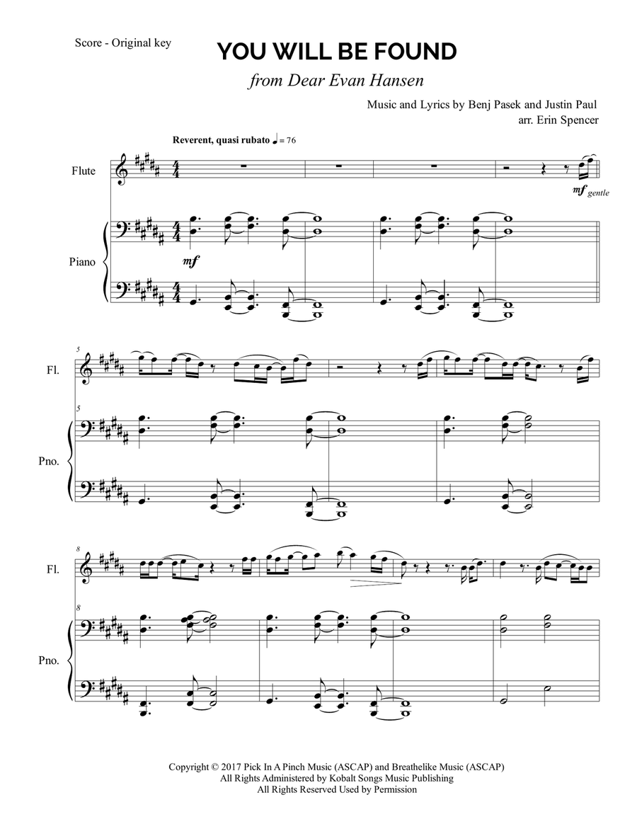 You Will Be Found Flute Solo scores gallery preview page 2