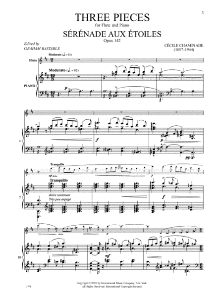 Three Pieces: Serenade Aux Etoiles (Op. 142), Mignonne, Theme Varie