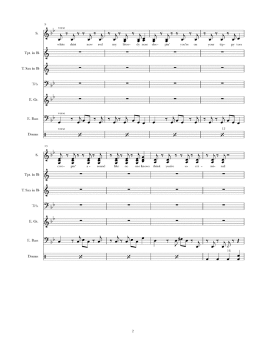 Bad Guy - Score Only Jazz Ensemble scores gallery preview page 2