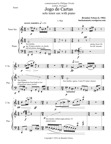 Jogo de Cartas (for Tenor Sax and Piano)