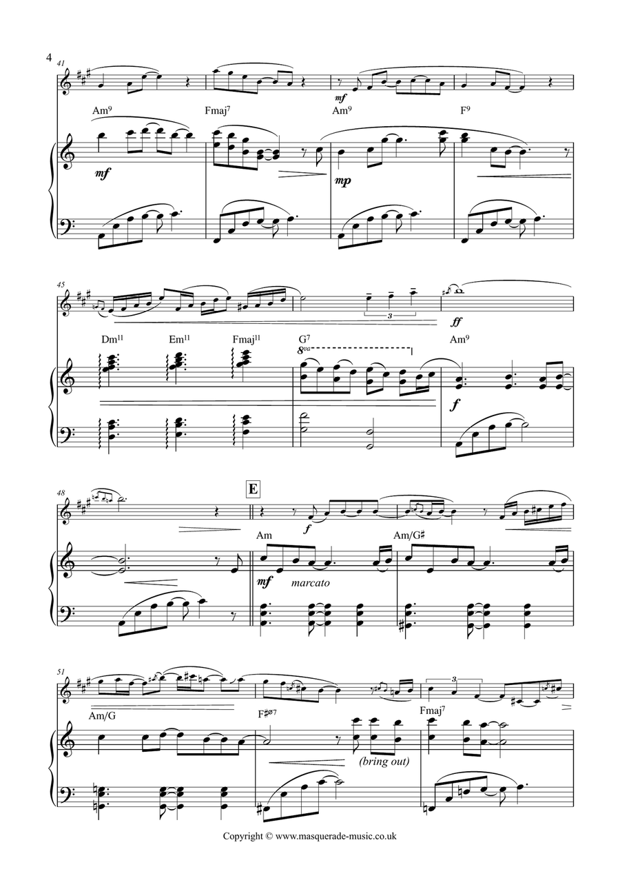 Ballade (Eb or Bb Sax & Piano). Advanced, smooth jazz improvisory feel. Tenor Saxophone scores gallery preview page 4