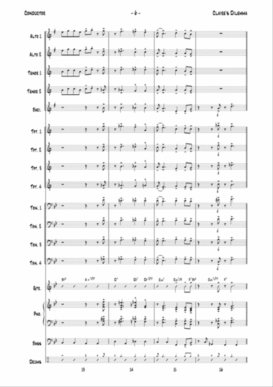 Claire's Dilemma Jazz Ensemble scores gallery preview page 6