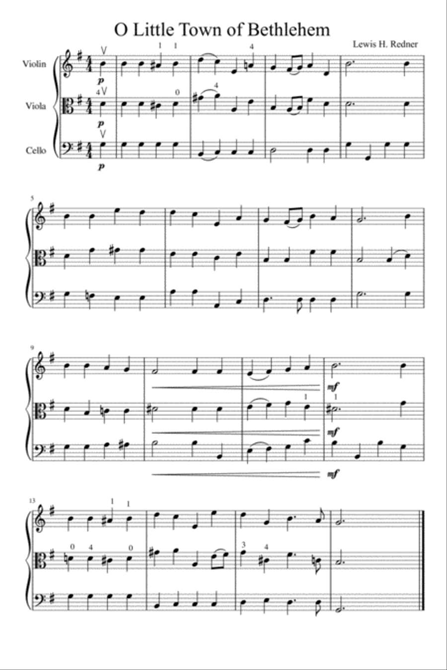 O Little Town of Bethlehem String Trio scores gallery preview page 2