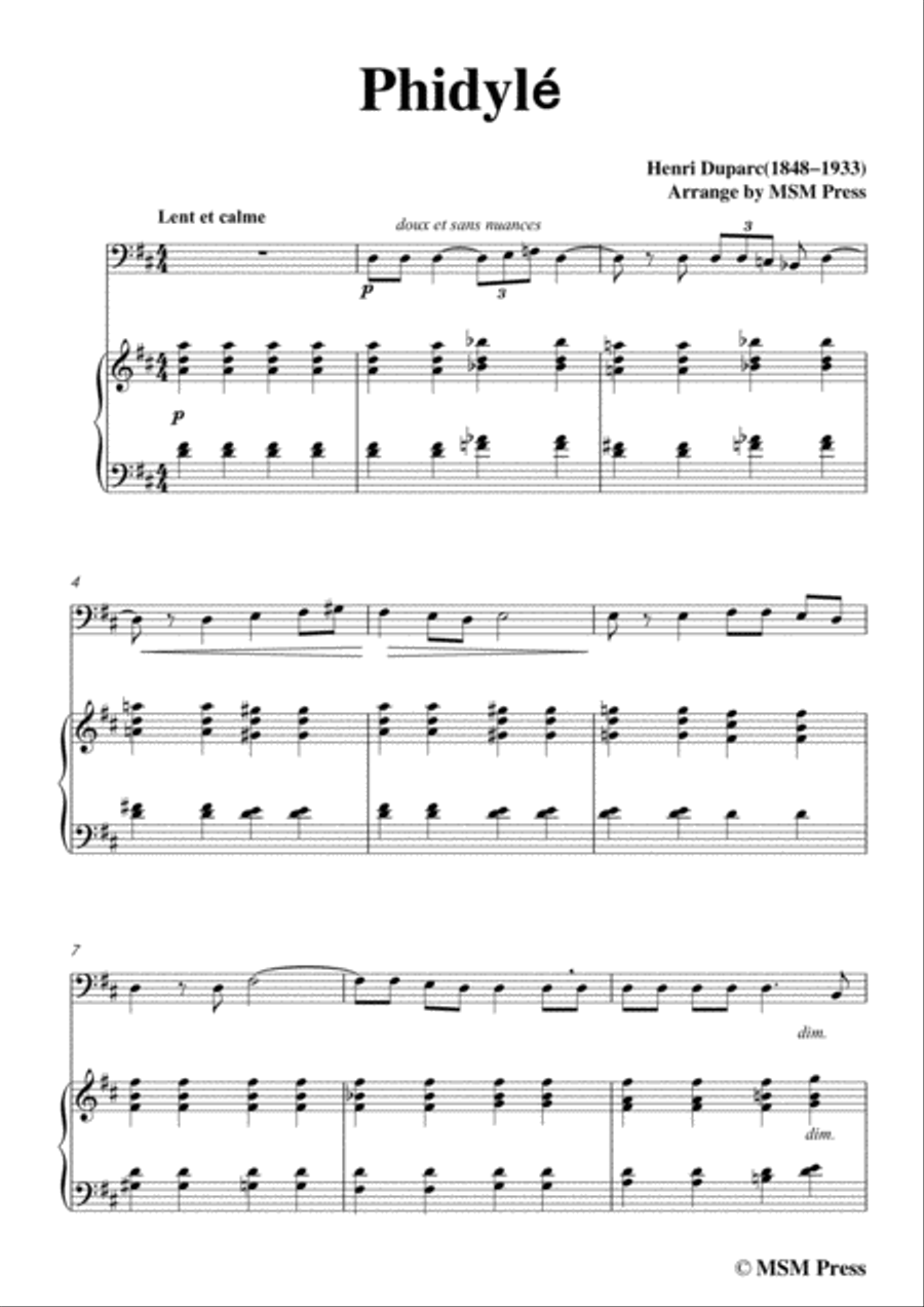 Duparc-Phidylé,for Cello and Piano,for Voice and Piano Voice Solo scores gallery preview page 3