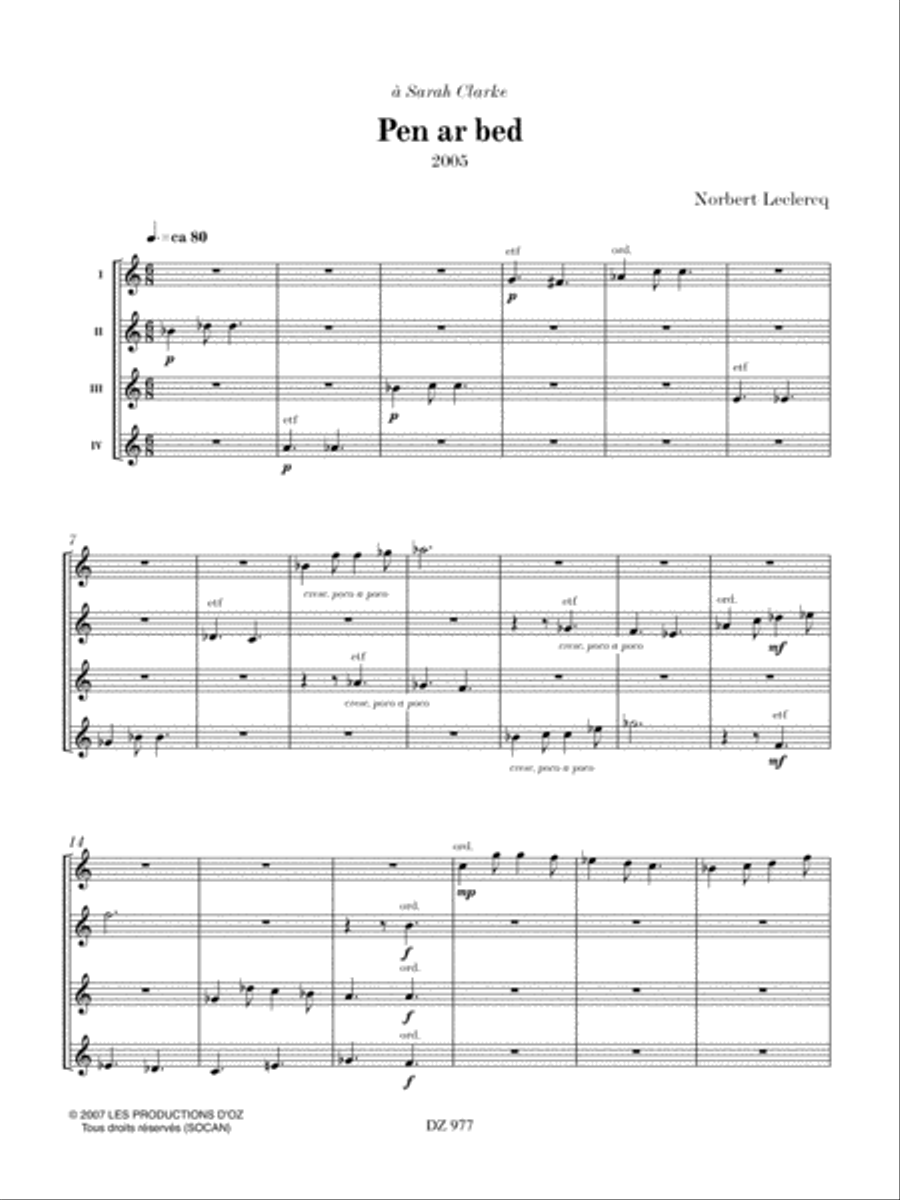 Pen ar bed Guitar Ensemble scores gallery preview page 3