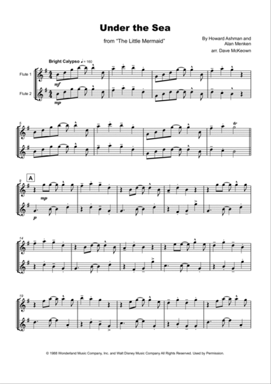 Under The Sea Flute Duet scores gallery preview page 2