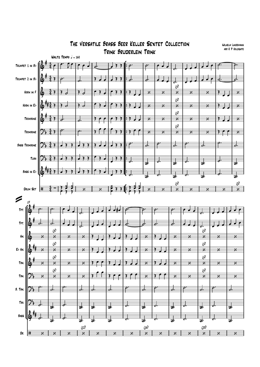 Trink Trink Bruderlein Trink Brass Ensemble scores gallery preview page 1