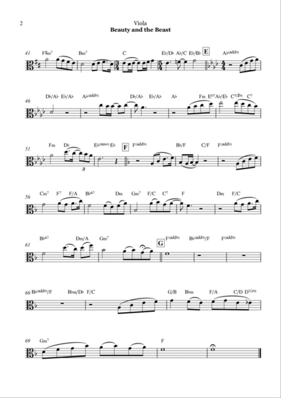 Beauty And The Beast Viola scores gallery preview page 2